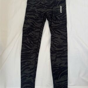Gymshark Kids Black & Charcoal Tiger-Print Leggings